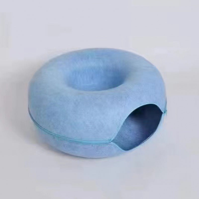 Cozy Haven | 2-in-1 Donut Cat Bed with Interactive Tunnel Design | Versatile Comfort for Play and Rest 3