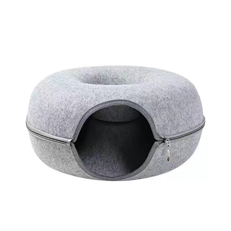 Cozy Haven | 2-in-1 Donut Cat Bed with Interactive Tunnel Design | Versatile Comfort for Play and Rest 4
