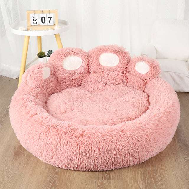 Dog Bed | Fluffy Paw-Shaped Design | Ultra-Soft Plush Material | Raised Edges for Secure Support 4