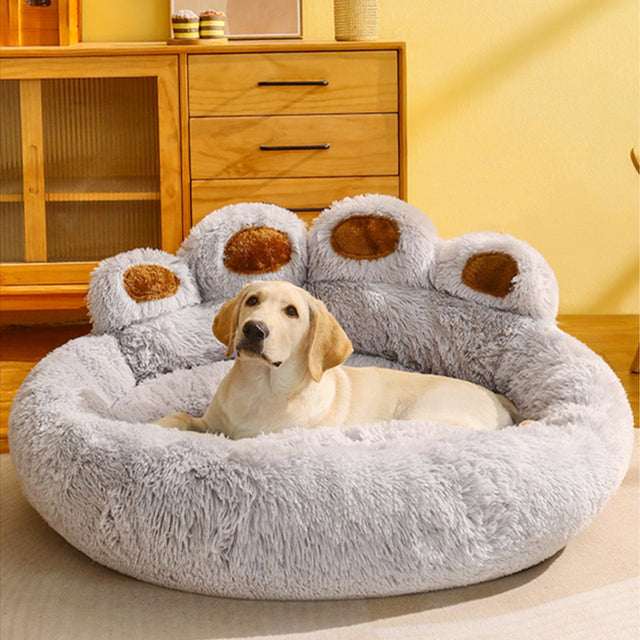 Dog Bed | Fluffy Paw-Shaped Design | Ultra-Soft Plush Material | Raised Edges for Secure Support 5