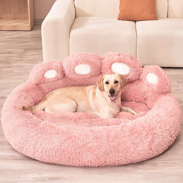 Dog Bed | Fluffy Paw-Shaped Design | Ultra-Soft Plush Material | Raised Edges for Secure Support 9