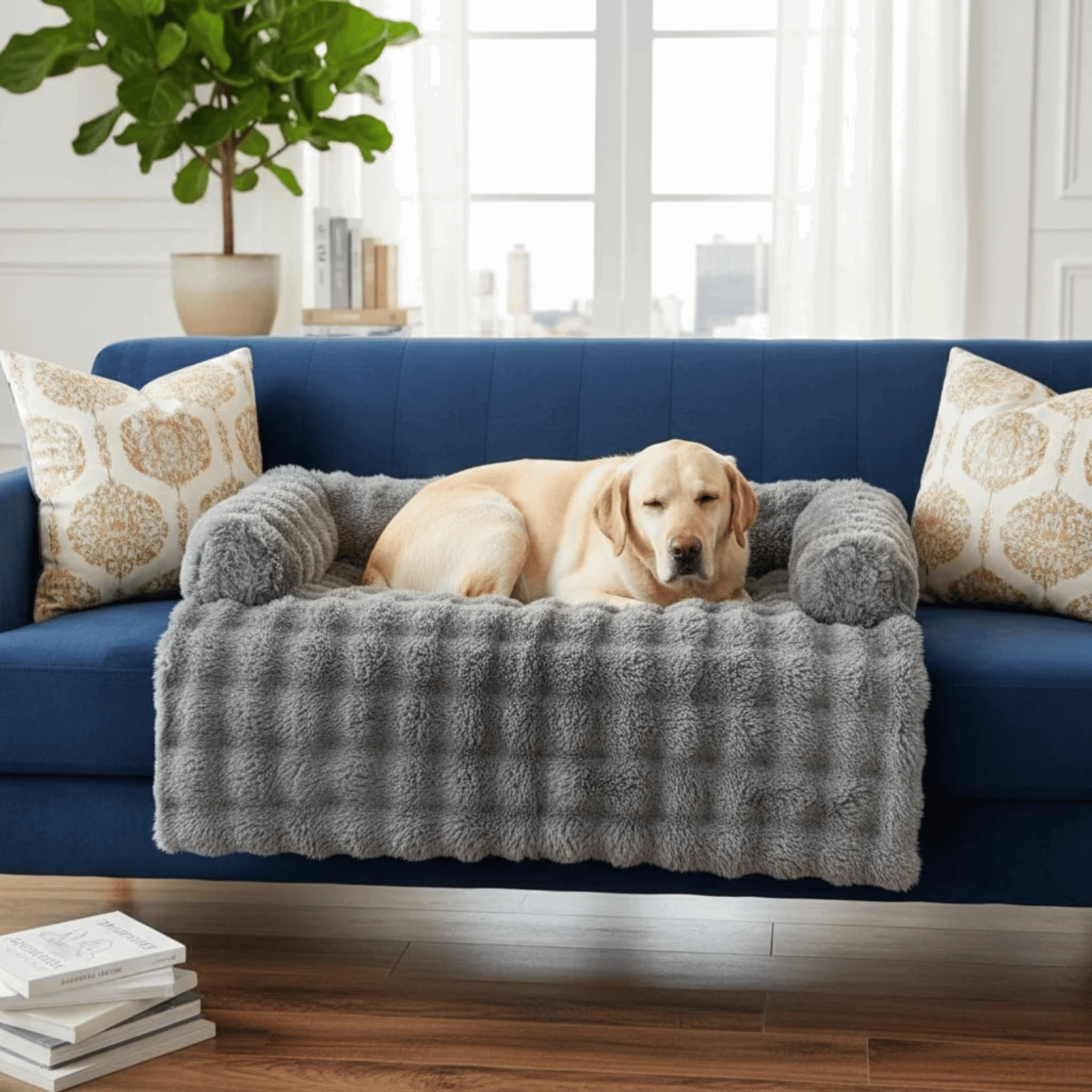 Dog Bed Sofa Protector | Soft Plush Polyester with Non-Slip Base | Comfortable Sleeping for Dogs and Cats 8
