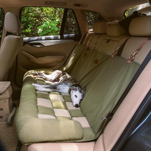 Dog Car Seat Bed | Comfortable Bolster Design for Large Dogs | Easy Backseat Fit | Stylish Chessboard Pattern 7
