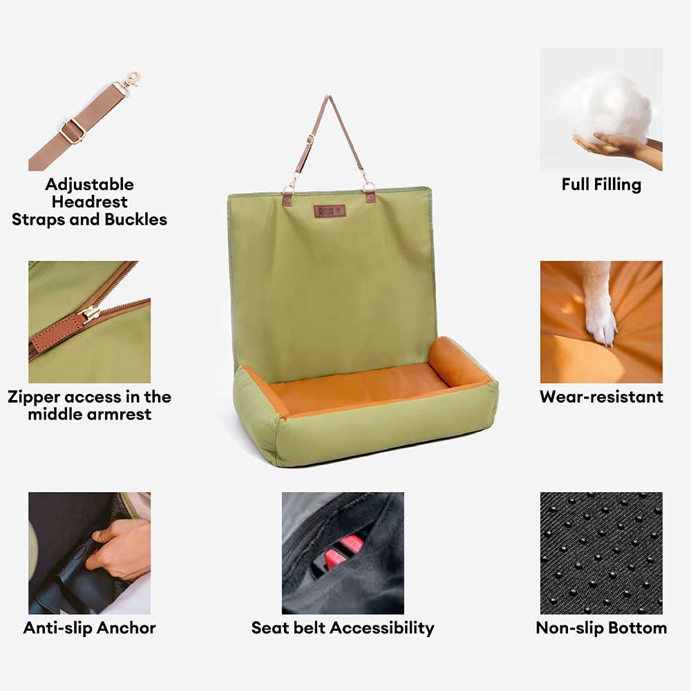 Dog Car Seat Cover | Waterproof Faux Leather with Anti-Slip Design | Ultimate Protection for Pet Travel 4