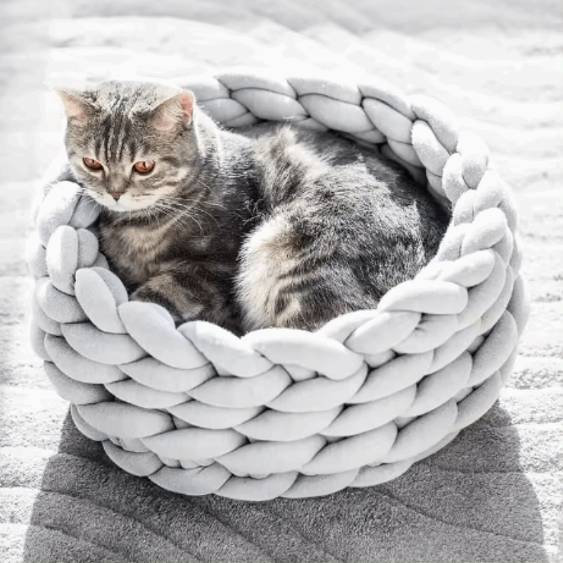 Luxurious Handwoven Pet Bed with Soft Cotton Fabric | Cozy Round Design for Ultimate Comfort 1