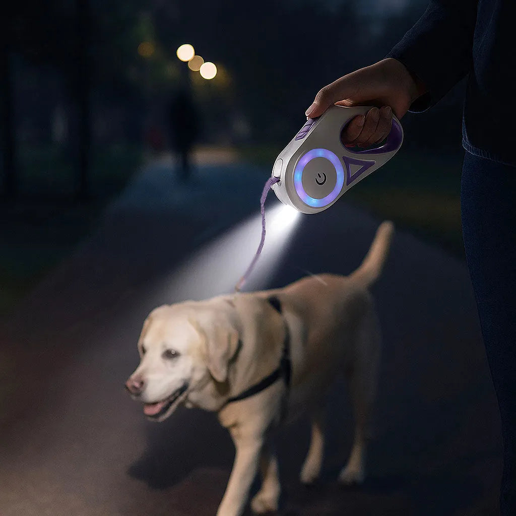 Retractable Dog Lead | LED Leash with Integrated Lighting for Night Safety | Ergonomic Design for Small to Large Dogs 1