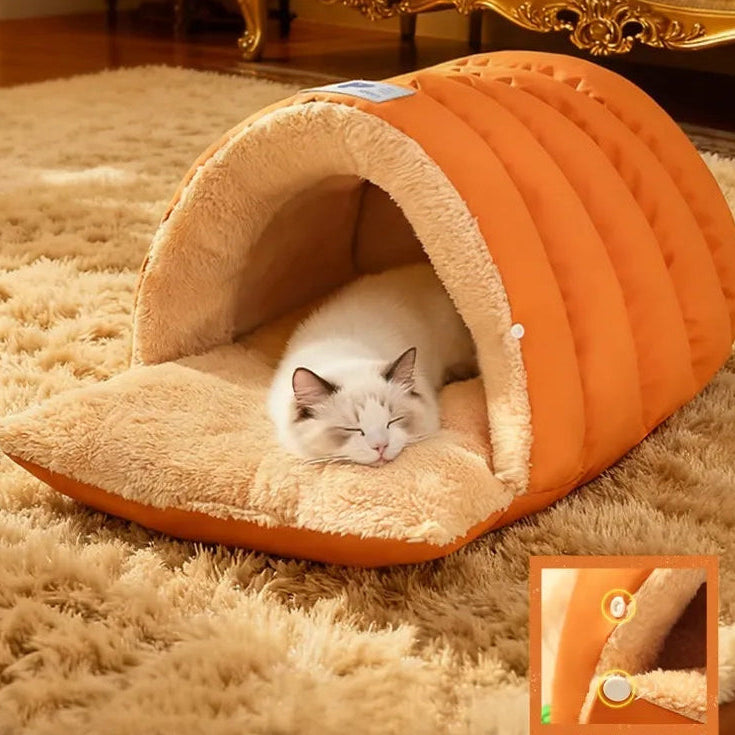 Cozy Cave-Style Pet Bed with Wind-Resistant Design | Plush Hideaway for Cats and Small Dogs 3