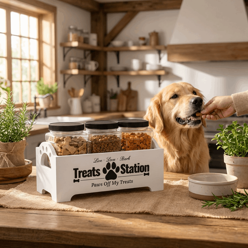 TreatStation | Stylish Pet Treat Storage with Airtight Jars | Organized Solution for Fresh Snacks 1