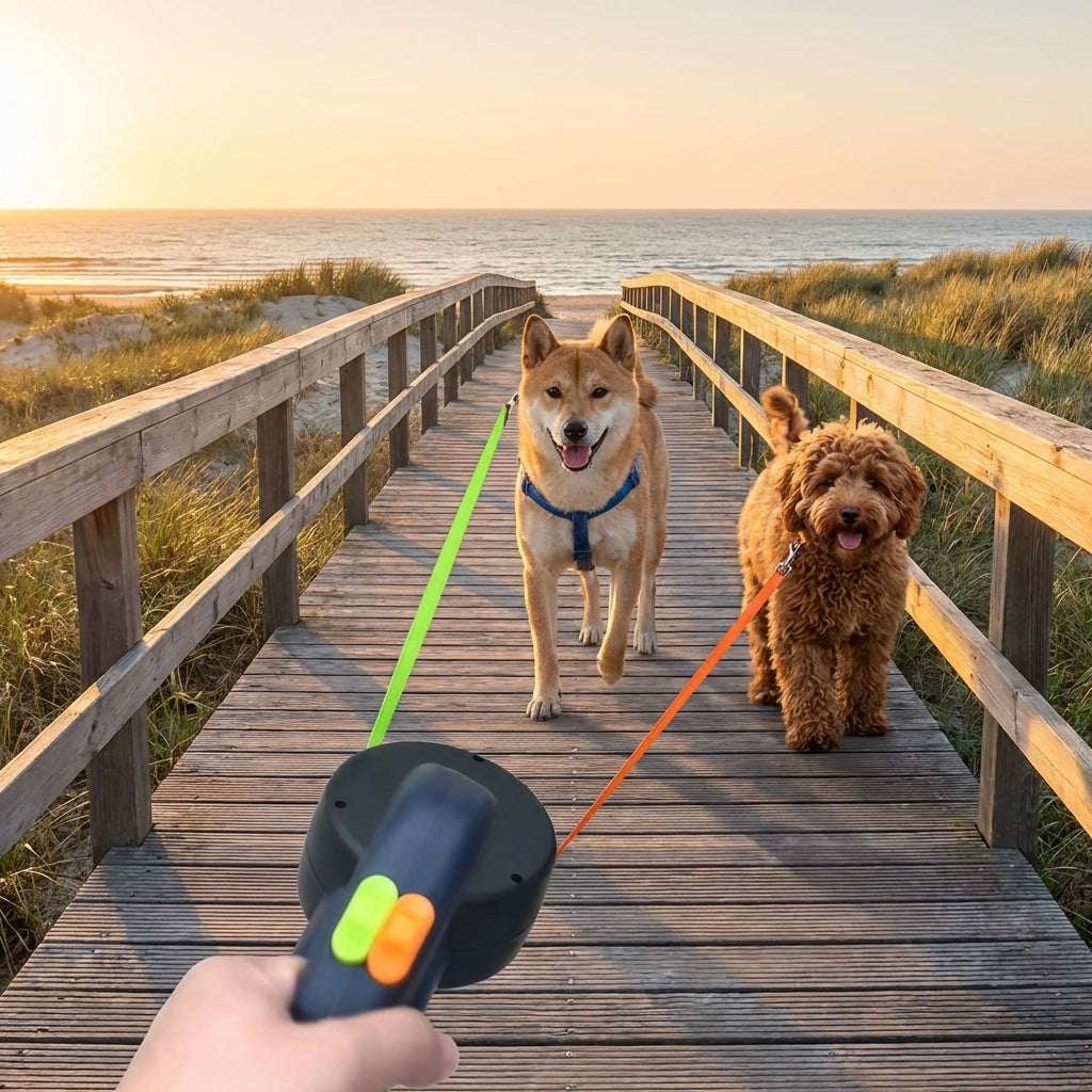 DuoLine | Double Dog Leash with Tangle-Free Swivel Joint | Ergonomic Handle for Effortless Walks 2