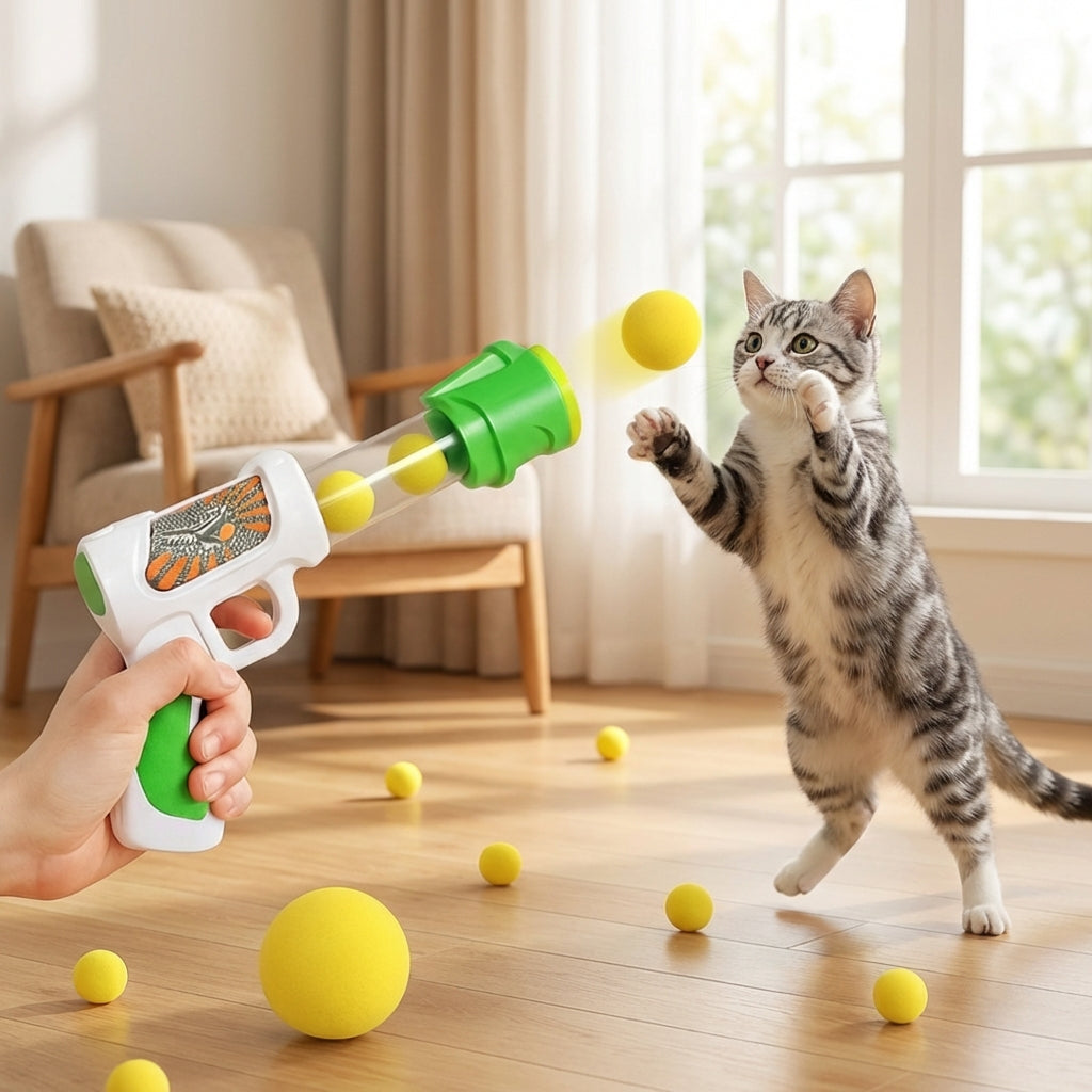 Pet Playtime | Interactive Cat Toy with Fast-Firing Ball Launcher | Engaging Fun for Active Cats 0