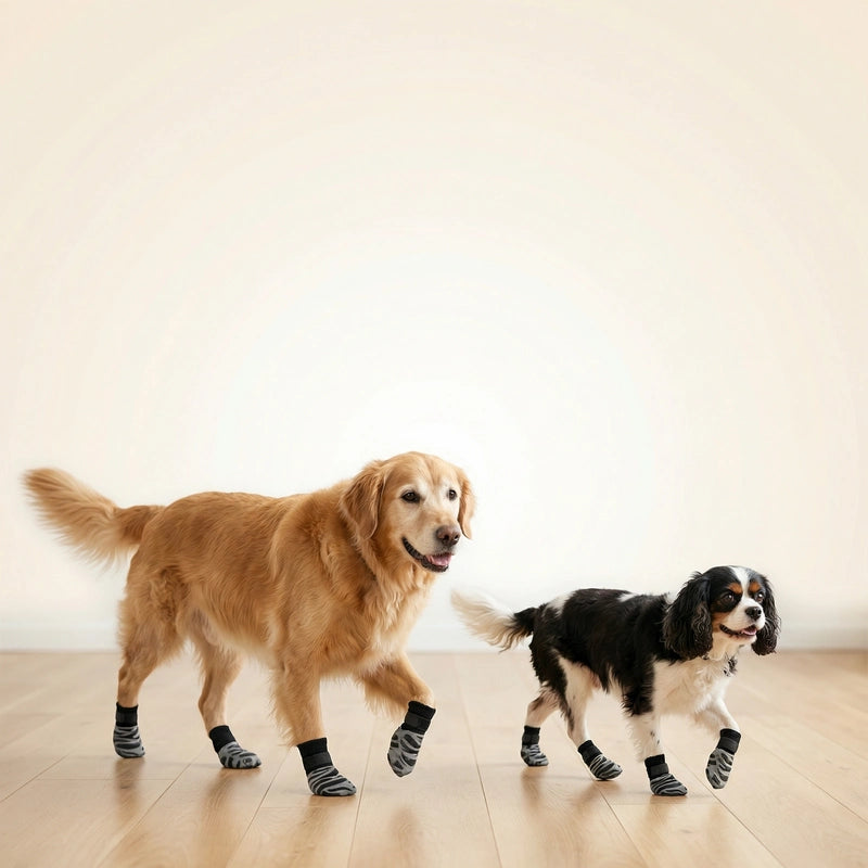 Senior dog on hardwood floor
