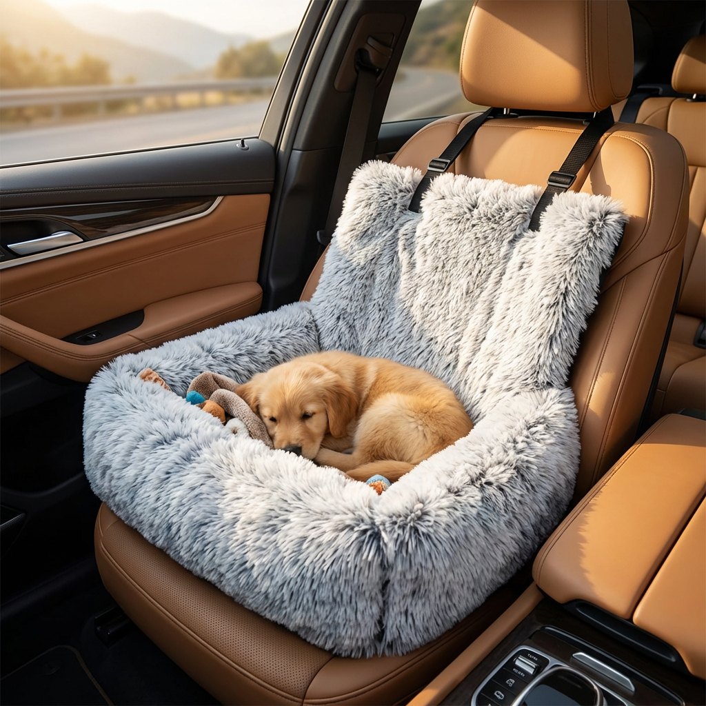 Plush Dog Car Bed