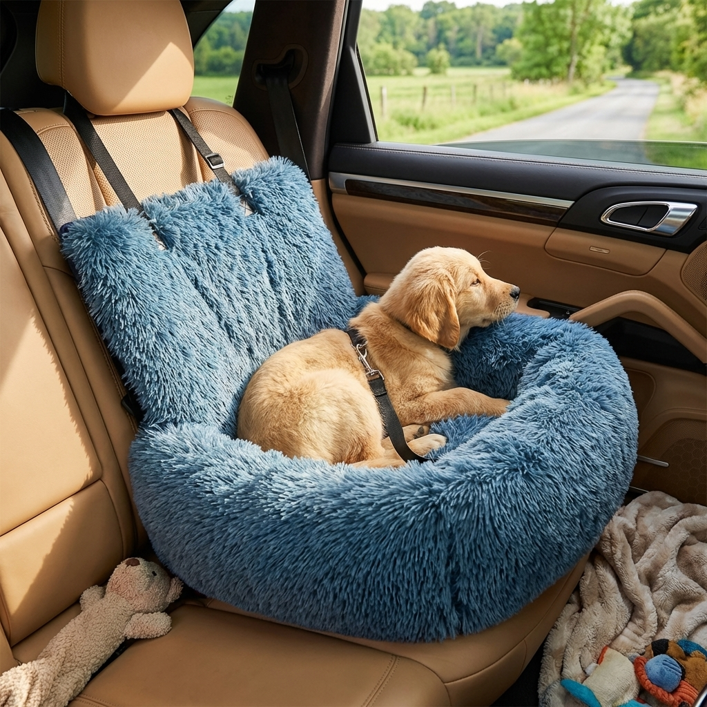 Plush Dog Car Bed