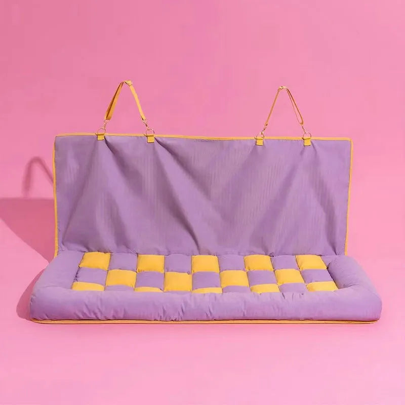Dog Car Seat Bed | Stylish Chessboard Pattern