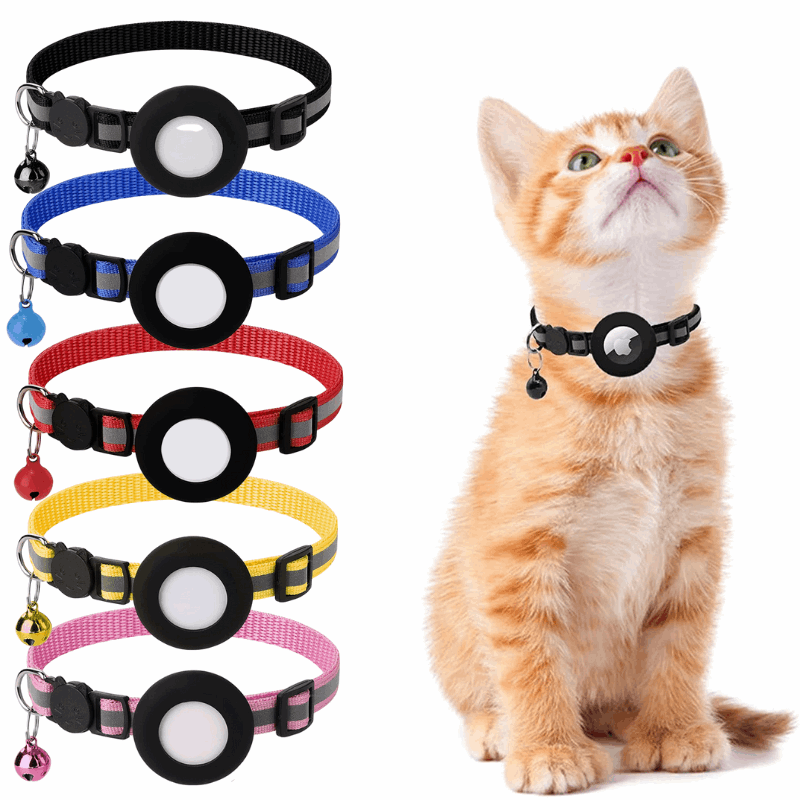 AirTag Cat Tracker Collar with Reflective Stripes | Lightweight Design for Safety and Comfort 1
