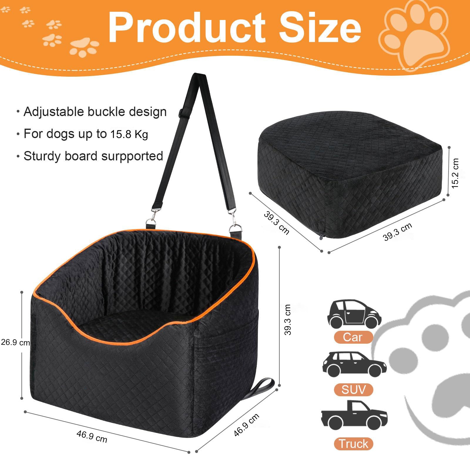 Car Seats For Dogs | Elevated Dog Booster Seat For Small Dogs Under 16 Kg | Safe, Comfortable Car Travel 4