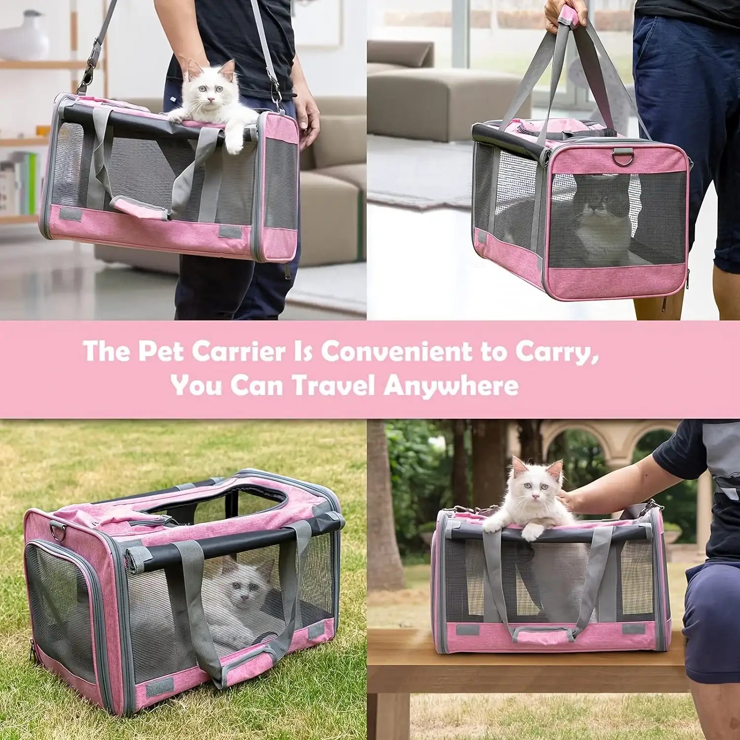 Cat Carrier | Soft-Sided Pet Carrier for Large and Medium Cats & Puppies | Durable, Spacious, Ventilated Design 3