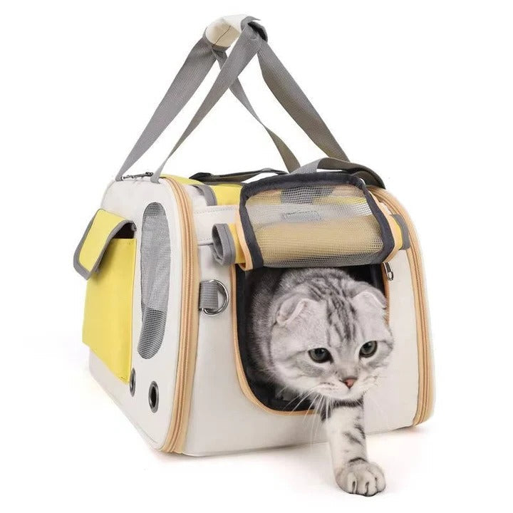 Cat Carrier | Travel Pet Carrier with Multiple Entry Points | Durable Oxford Cloth | Adjustable Shoulder Strap for Small to Medium Pets 4