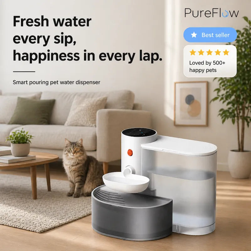 Cat Water Fountain | Filterless Design, Quiet Operation & Continuous Flow for Healthy Hydration 1