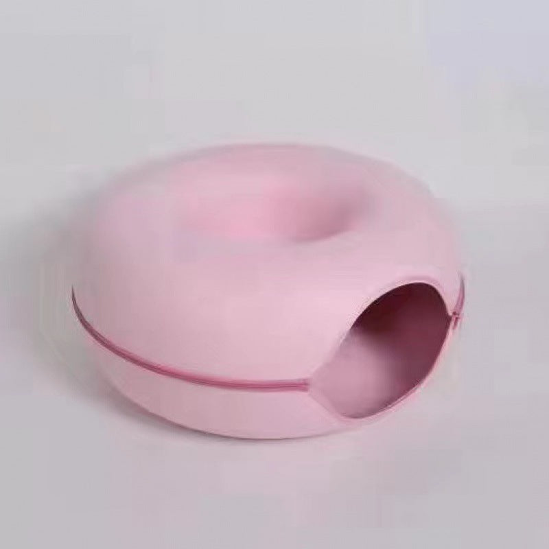Cozy Haven | 2-in-1 Donut Cat Bed with Interactive Tunnel Design | Versatile Comfort for Play and Rest 6