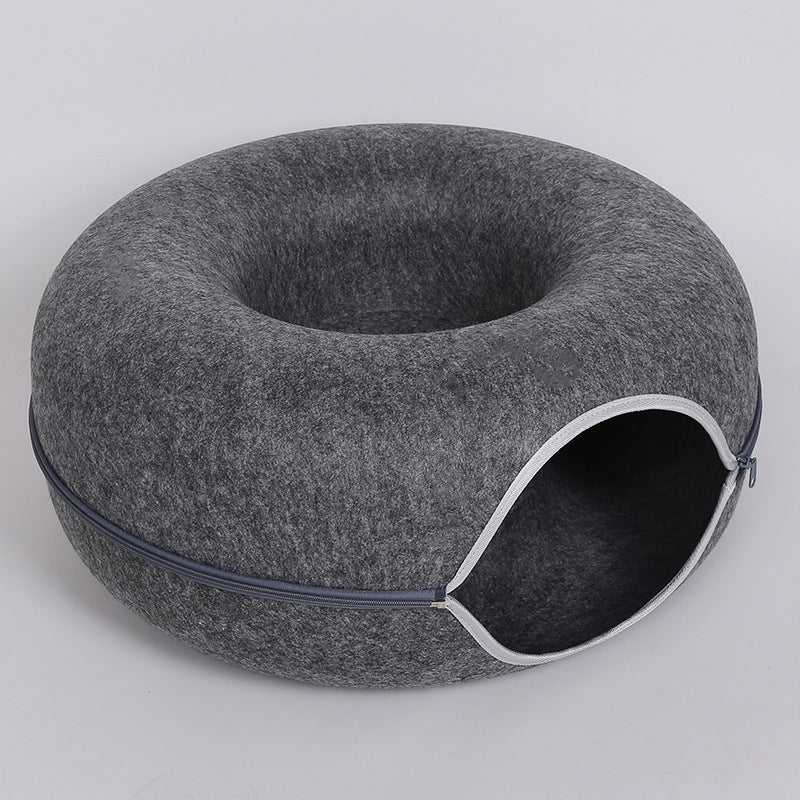 Cozy Haven | 2-in-1 Donut Cat Bed with Interactive Tunnel Design | Versatile Comfort for Play and Rest 7