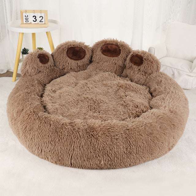 Dog Bed | Fluffy Paw-Shaped Design | Ultra-Soft Plush Material | Raised Edges for Secure Support 0