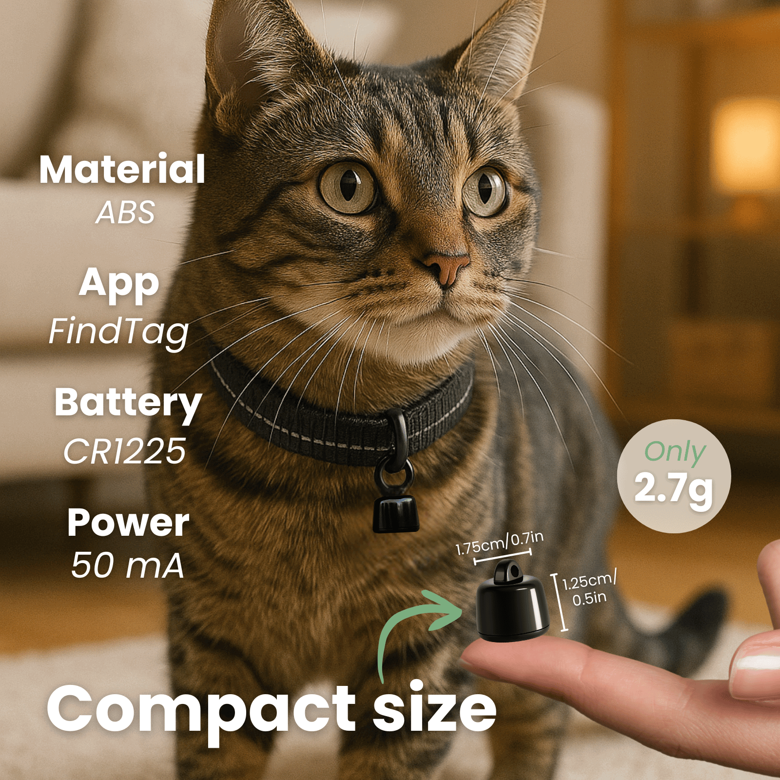 Dog GPS Tracker Mini | Bluetooth-Compatible with 3-Day Movement History | Compact Locator for Dogs and Cats 3