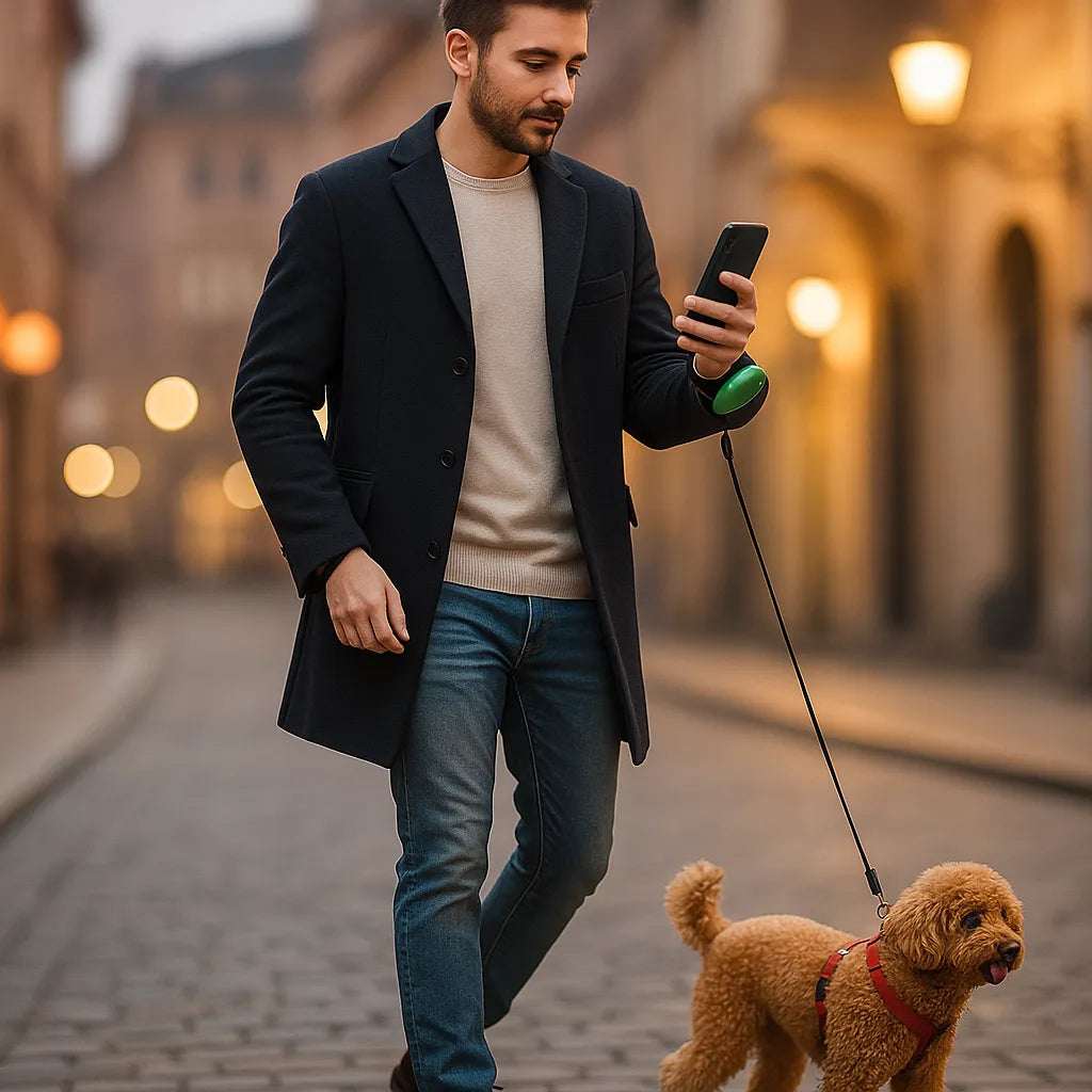 Dog Leash | Hands-Free 3m Retractable Dog Lead for Pets Up to 25kg | Comfortable Wrist Strap, Durable Nylon & Polyester 6