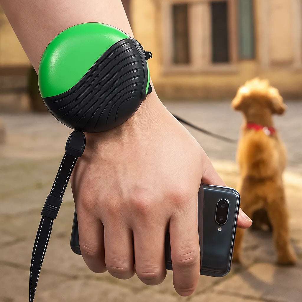 Dog Leash | Hands-Free 3m Retractable Dog Lead for Pets Up to 25kg | Comfortable Wrist Strap, Durable Nylon & Polyester 3