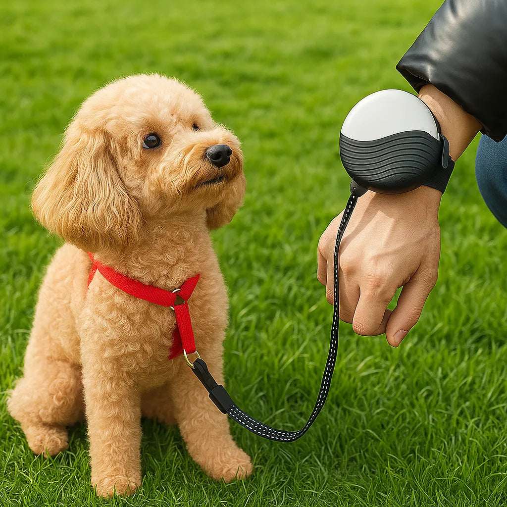 Dog Leash | Hands-Free 3m Retractable Dog Lead for Pets Up to 25kg | Comfortable Wrist Strap, Durable Nylon & Polyester 1
