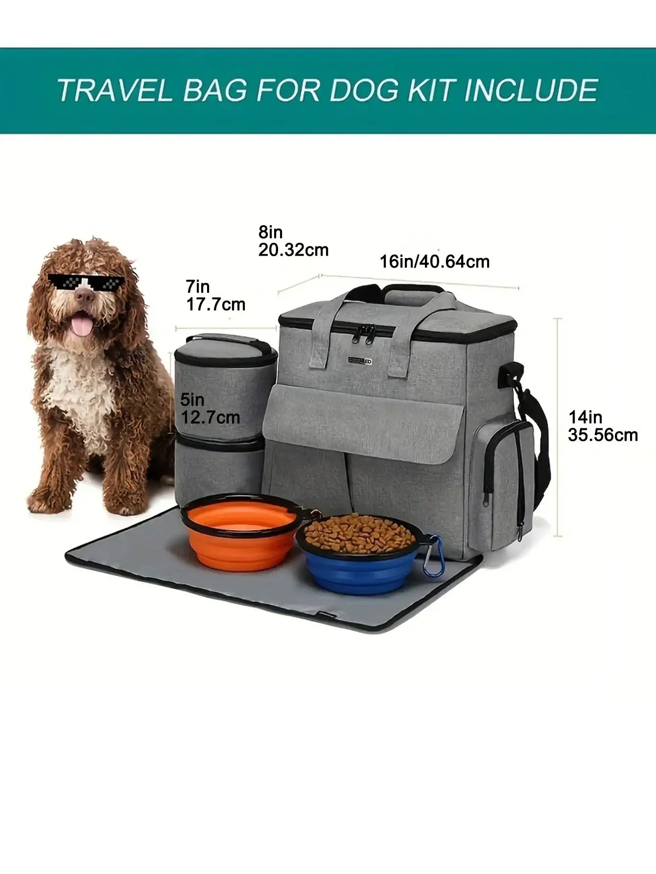 Dog Travel Bag | Airline Approved 6-Piece Set | Durable Polyester | Soft-Sided Design | Multi-Function Organizer for Pet Supplies 1