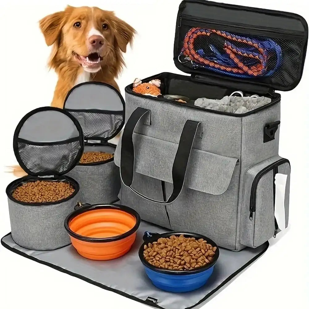 Dog Travel Bag | Airline Approved 6-Piece Set | Durable Polyester | Soft-Sided Design | Multi-Function Organizer for Pet Supplies 6