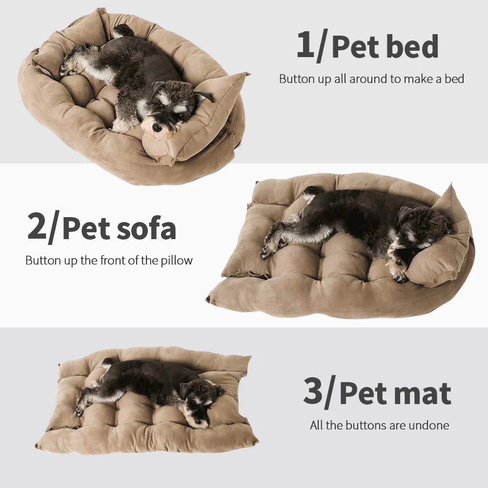 Dog Bed | 3-in-1 Cozy Pet Bed for Dogs and Cats | Soft Cotton Blend, Machine Washable, Non-Slip Base 3