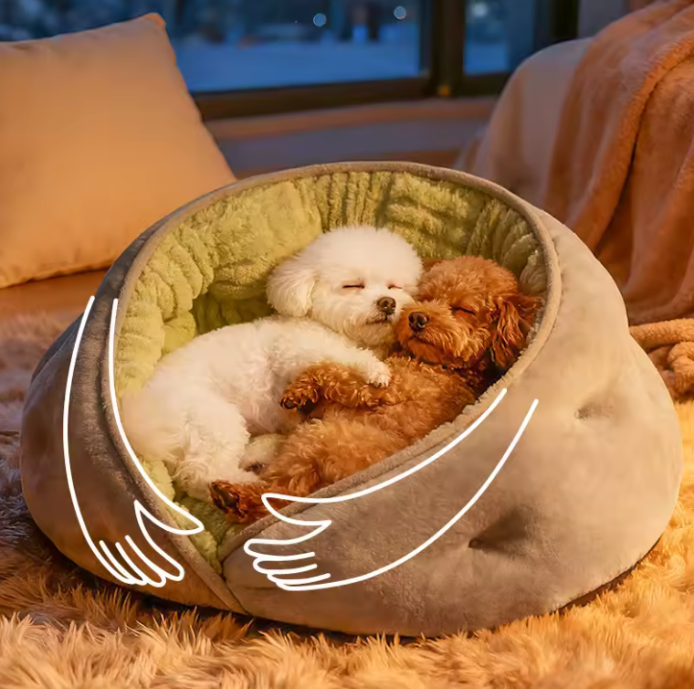 Dog Bed | Hooded Design for Comfort | Self-Warming Fabric | Non-Slip Bottom for Stability 2