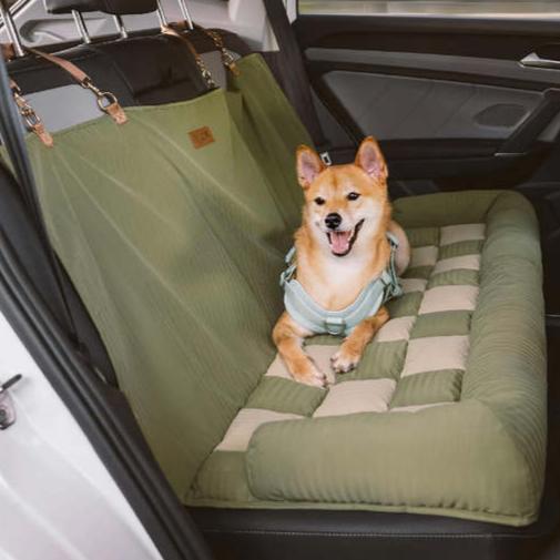 Dog Car Seat Bed | Comfortable Bolster Design for Large Dogs | Easy Backseat Fit | Stylish Chessboard Pattern 1