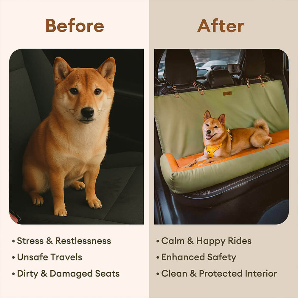 Dog Car Seat Cover | Waterproof Faux Leather with Anti-Slip Design | Ultimate Protection for Pet Travel 7