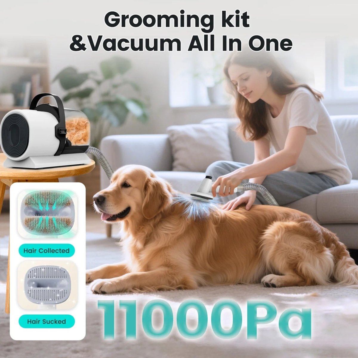 Dog Grooming Kit | 7-in-1 Vacuum System with 11,000Pa Suction Power | Ultra-Quiet Operation & Large 2.5L Dust Cup 1