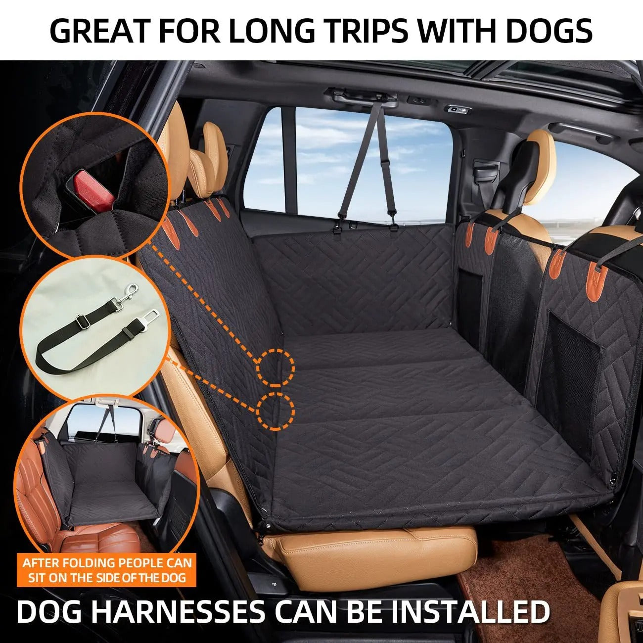 Paws & Travel | Hard Bottom Car Seat Extender for Dogs with Memory Foam Comfort | Waterproof Protection for Safe Rides 1