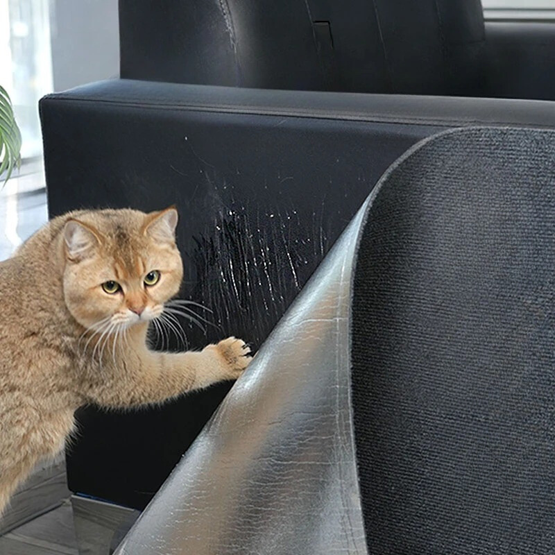Self-Adhesive Cat Scratch Mat with Durable Plush Fiber | Customizable Size for Stylish Furniture Protection 1