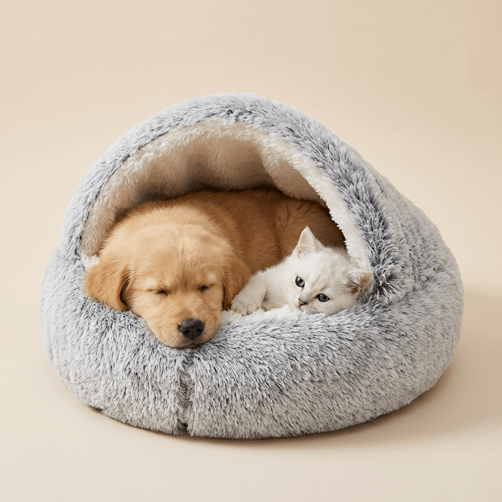 Cuddle Nest | Cozy Dog Bed with Semi-Covered Design for Ultimate Relaxation 0