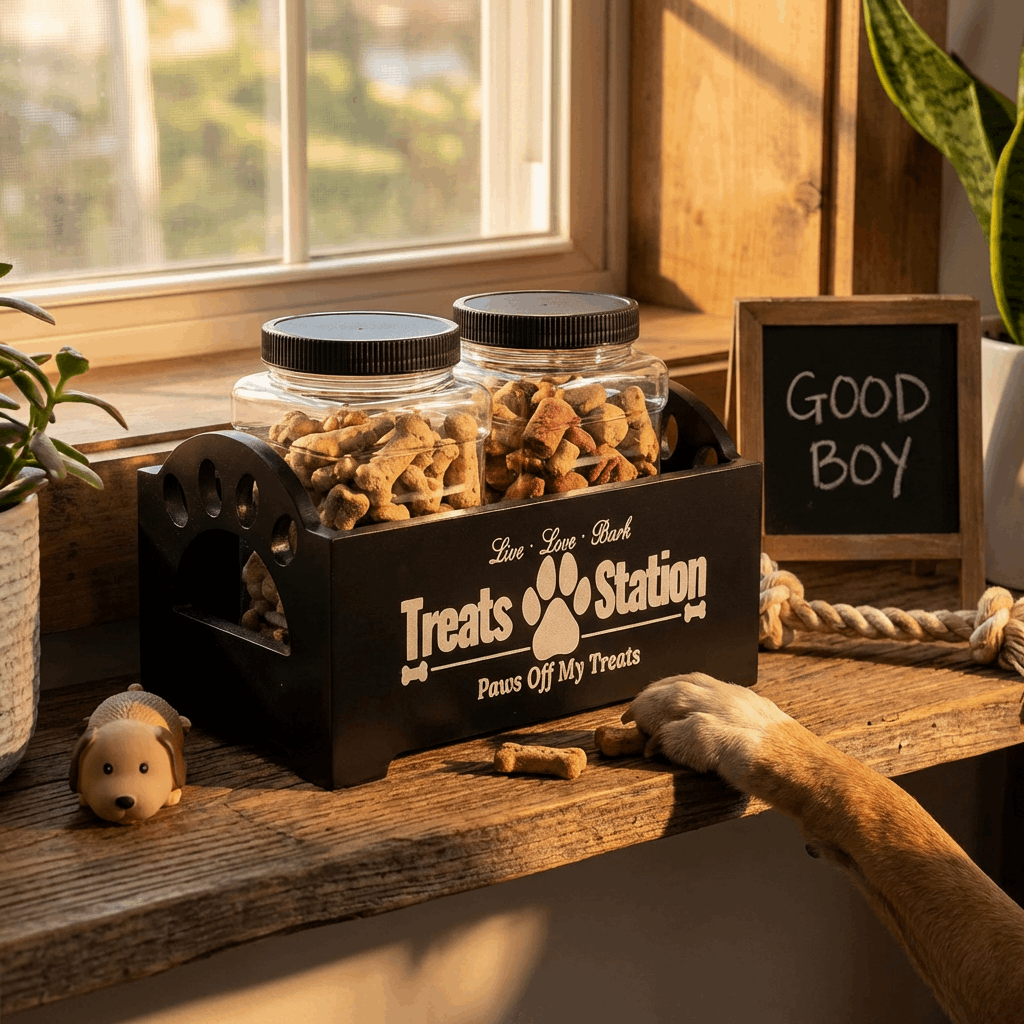 TreatStation | Stylish Pet Treat Storage with Airtight Jars | Organized Solution for Fresh Snacks 0