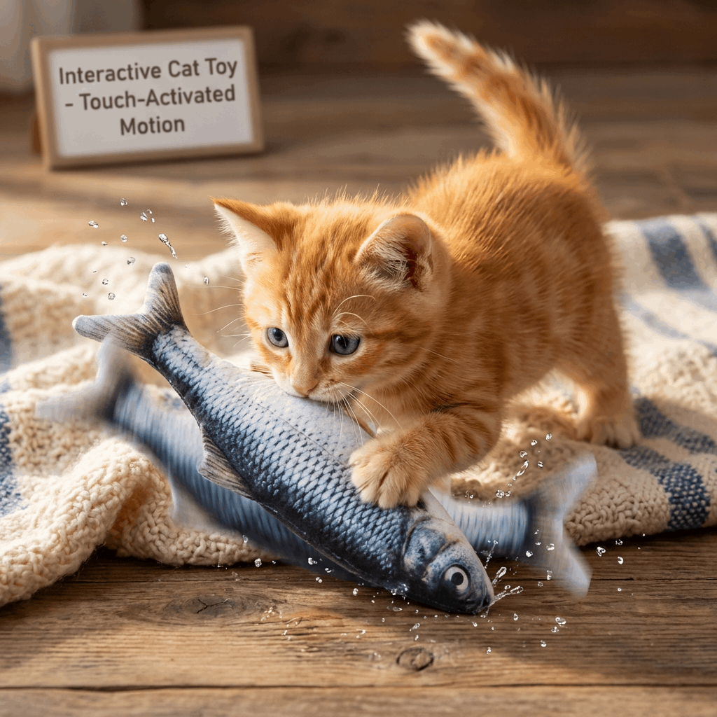 Interactive Cat Toy with Touch-Activated Motion | Realistic Fish Design for Engaging Play 0