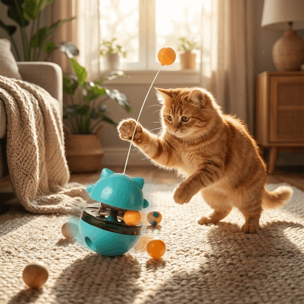 Interactive Cat Wobble Toy | 3-in-1 Design with Treat Dispenser for Fun and Stimulation 0