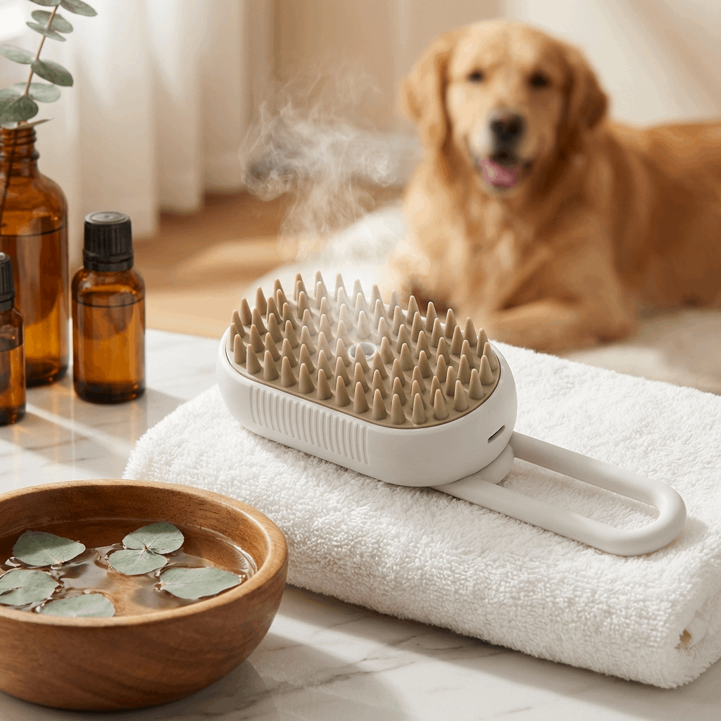 Pet Steam Care | Dog Brush with Deep-Cleaning Steam Technology | Eco-Friendly & Rechargeable for Healthy Coats 0