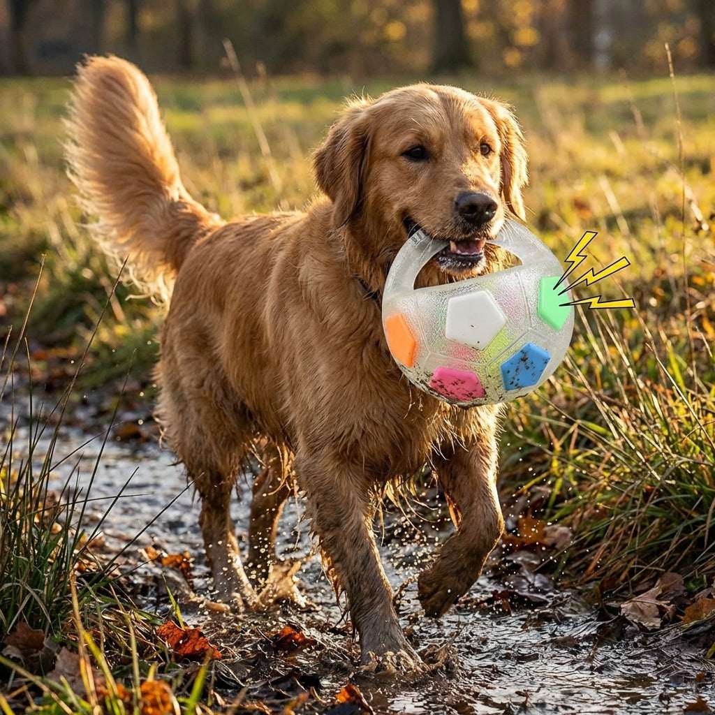 PawKick | Tough Dog Toy Ball with Squeaker & Handle | Durable Fetch Toy for Medium to Large Breeds 0