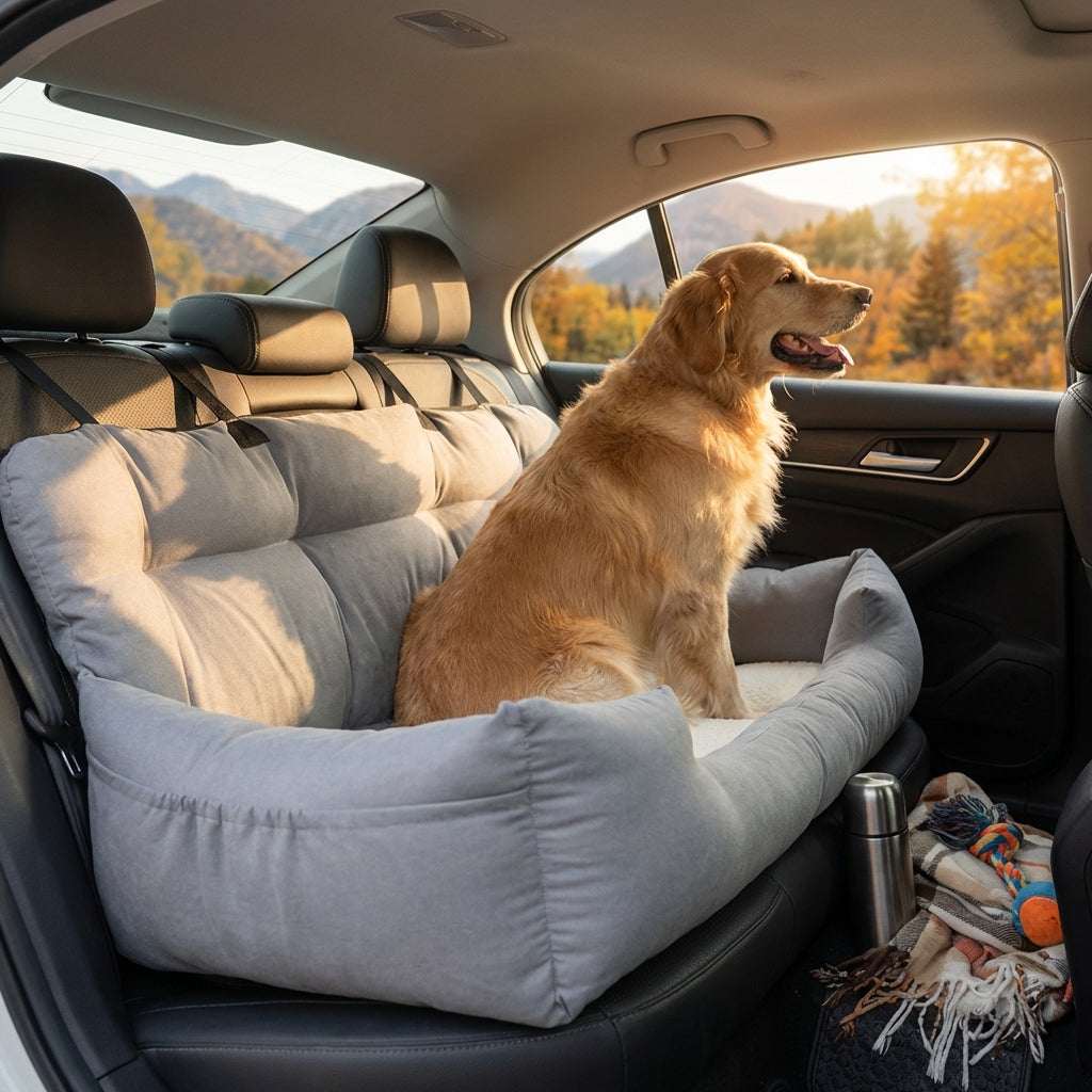 Dog Car Seat Cover | High-Quality Cotton with Non-Slip Base | Comfortable & Safe Travel Solution for Pets 0