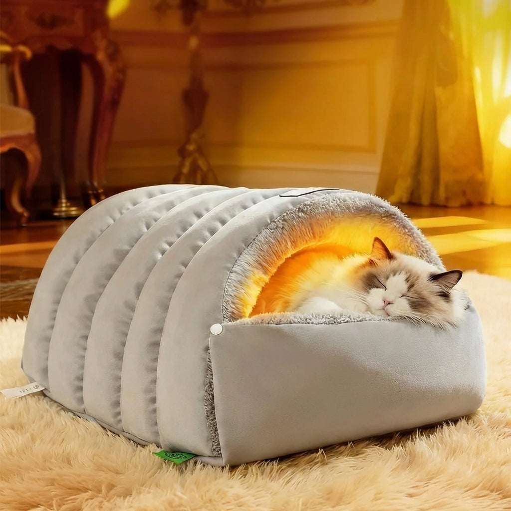 Cozy Cave-Style Pet Bed with Wind-Resistant Design | Plush Hideaway for Cats and Small Dogs 1