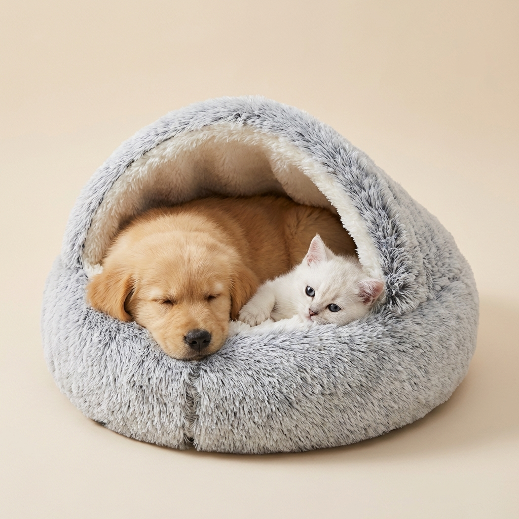 Cuddle Nest | Cozy Dog Bed with Semi-Covered Design for Ultimate Relaxation 0