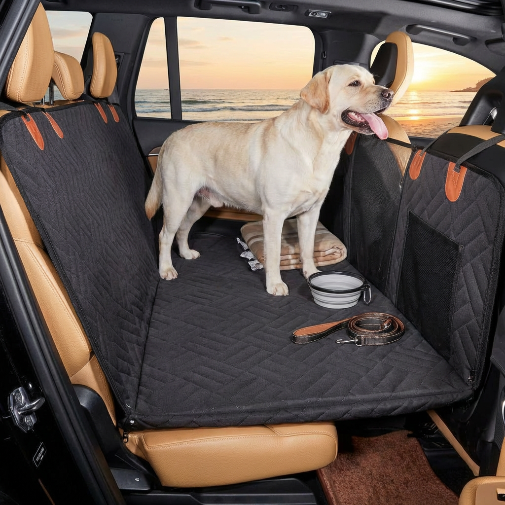Paws & Travel | Hard Bottom Car Seat Extender for Dogs with Memory Foam Comfort | Waterproof Protection for Safe Rides 0