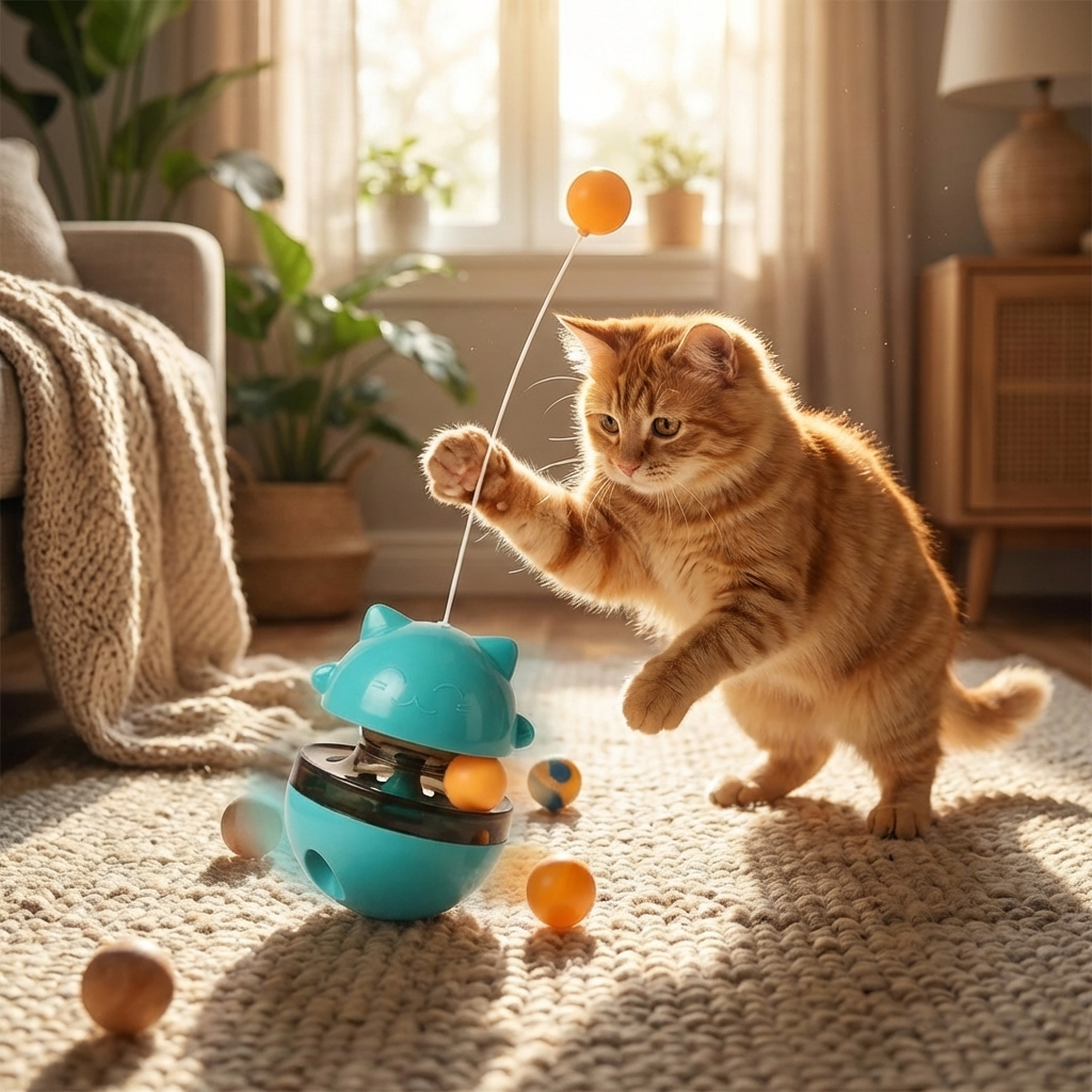 Interactive Cat Wobble Toy | 3-in-1 Design with Treat Dispenser for Fun and Stimulation 0